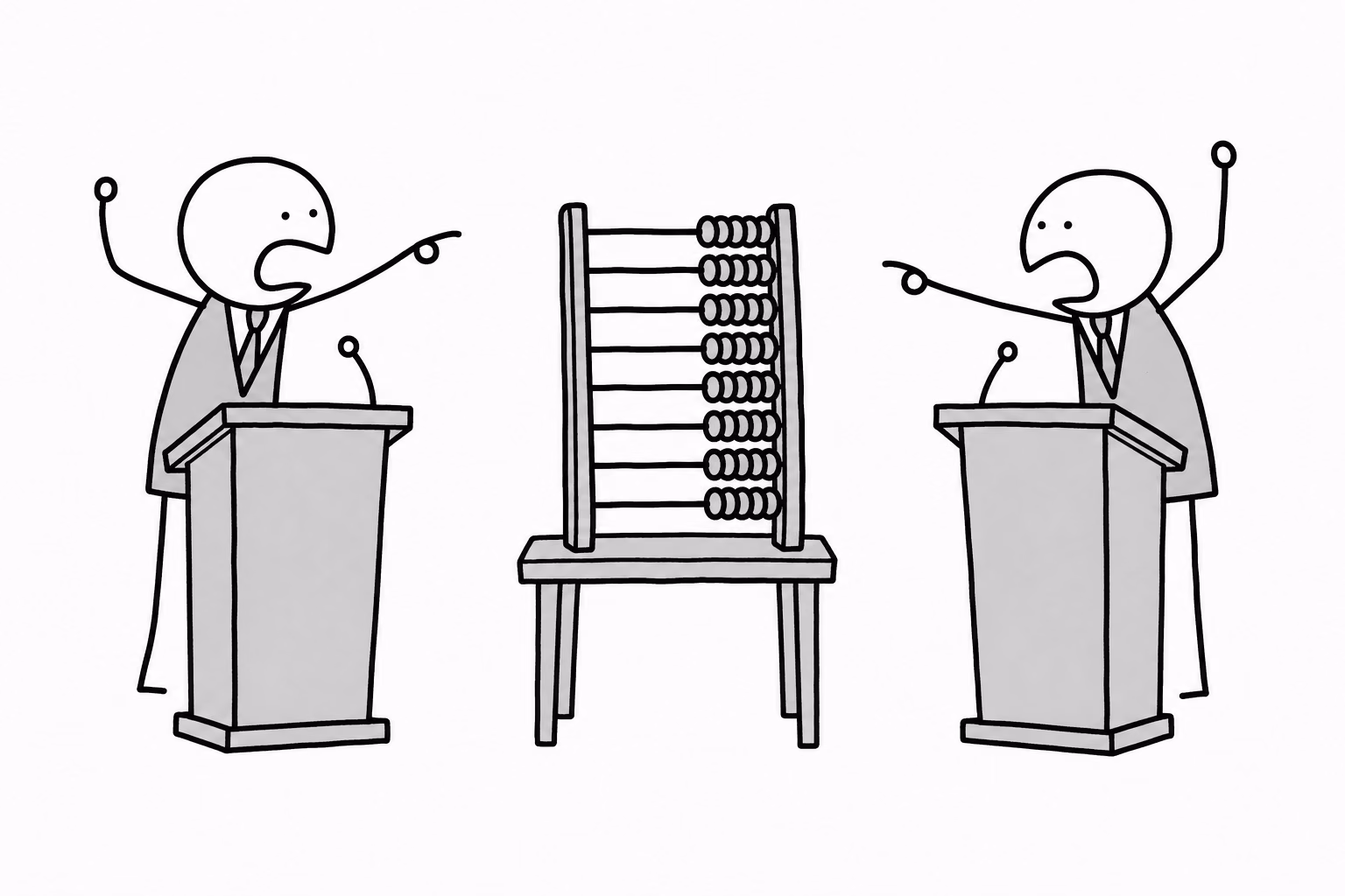 The debate is loud, the abacus is finished, and nobody is looking at it.