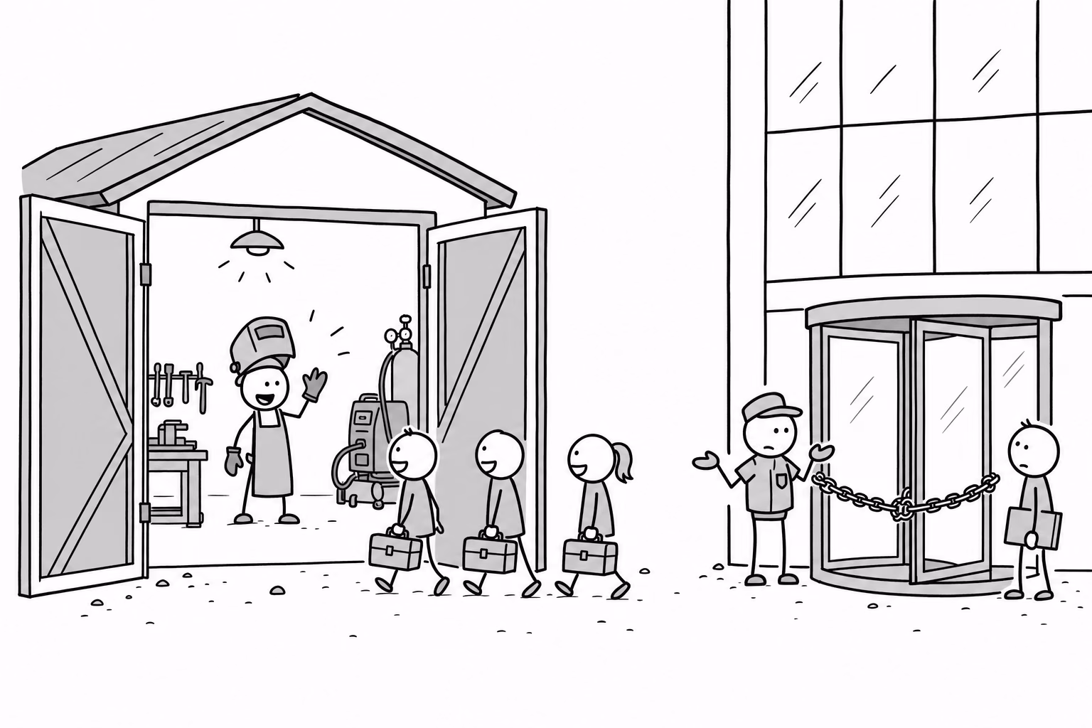 One door never closed. The other is chained, and it was not the guard who chained it.
