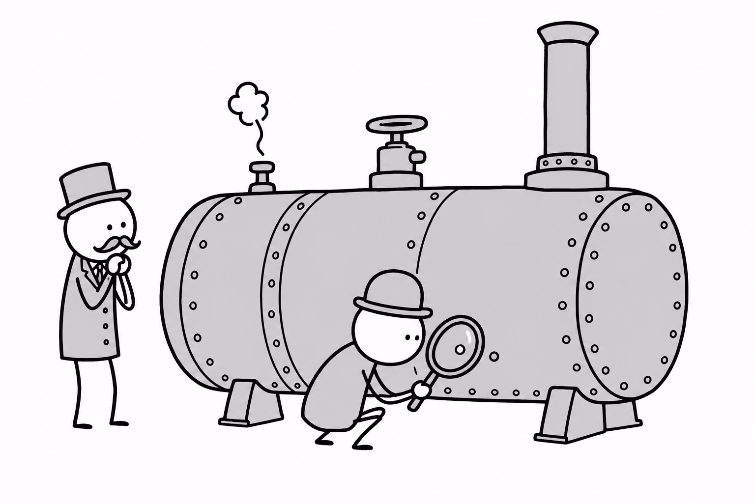The inspector with the magnifying glass got there decades before the law did, because the explosion was going to be billed to the carrier.
