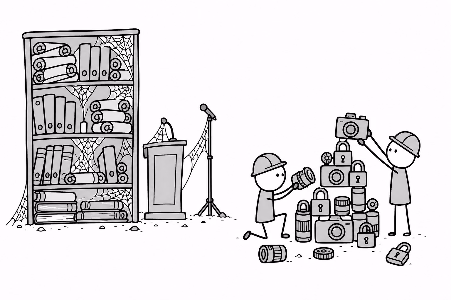 The shelf got funded once, at publication. The tower of cameras and padlocks is getting funded monthly.