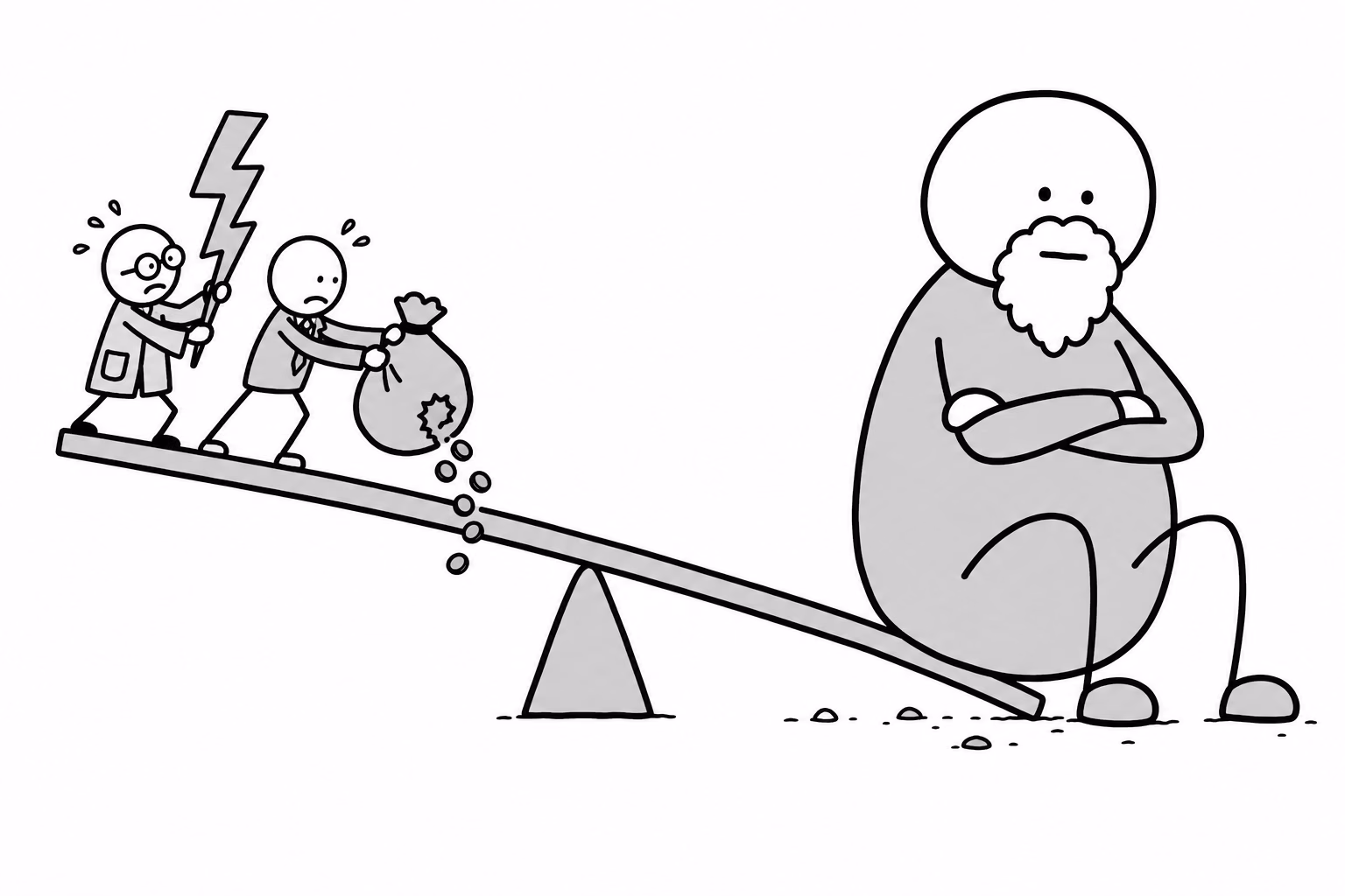 Two forces strain on the light side of the plank. The heavy side is a giant who is not even playing.