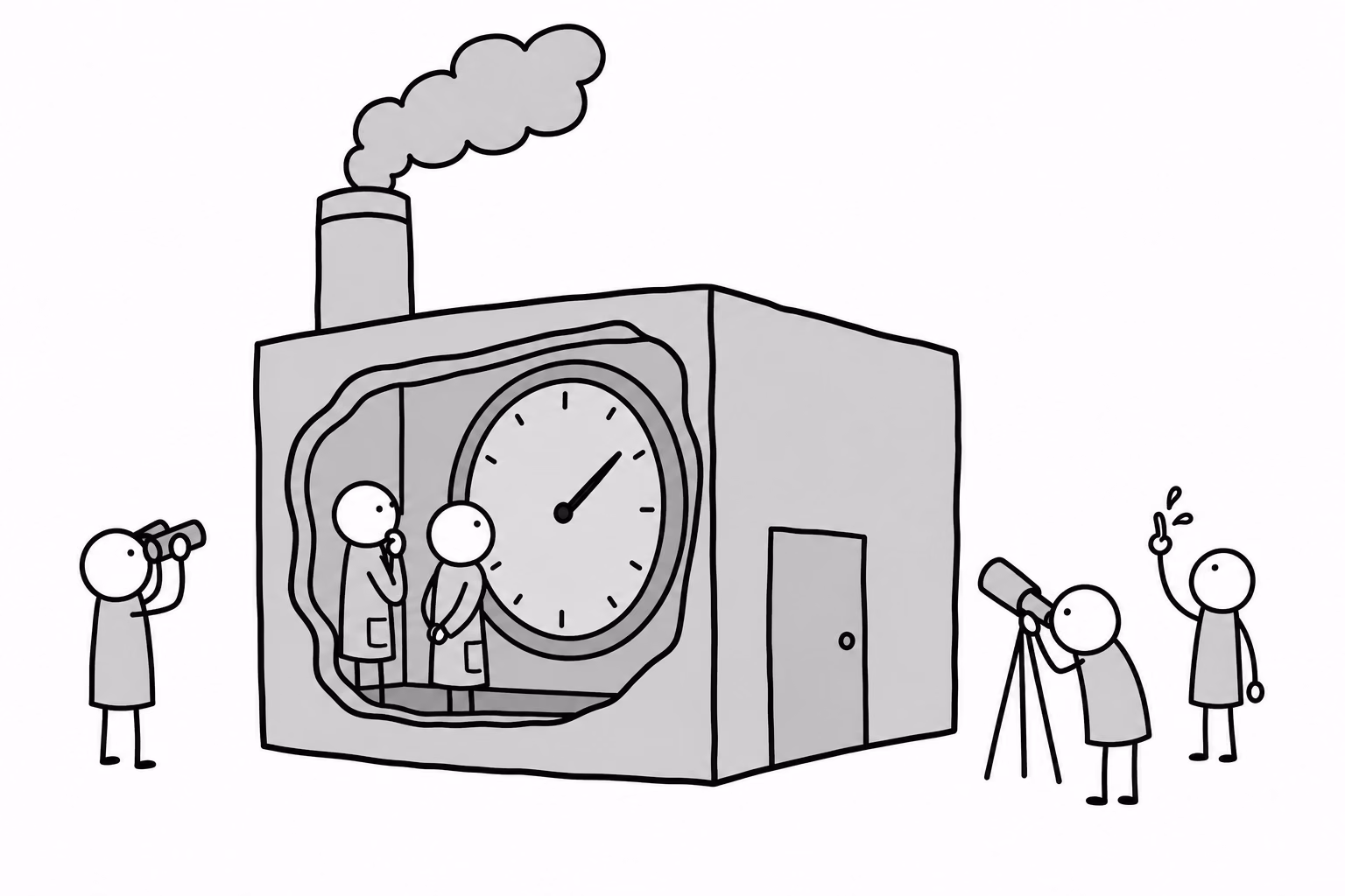 The gauge that answers the question is bolted to the wall inside. Everyone outside is measuring the smoke.