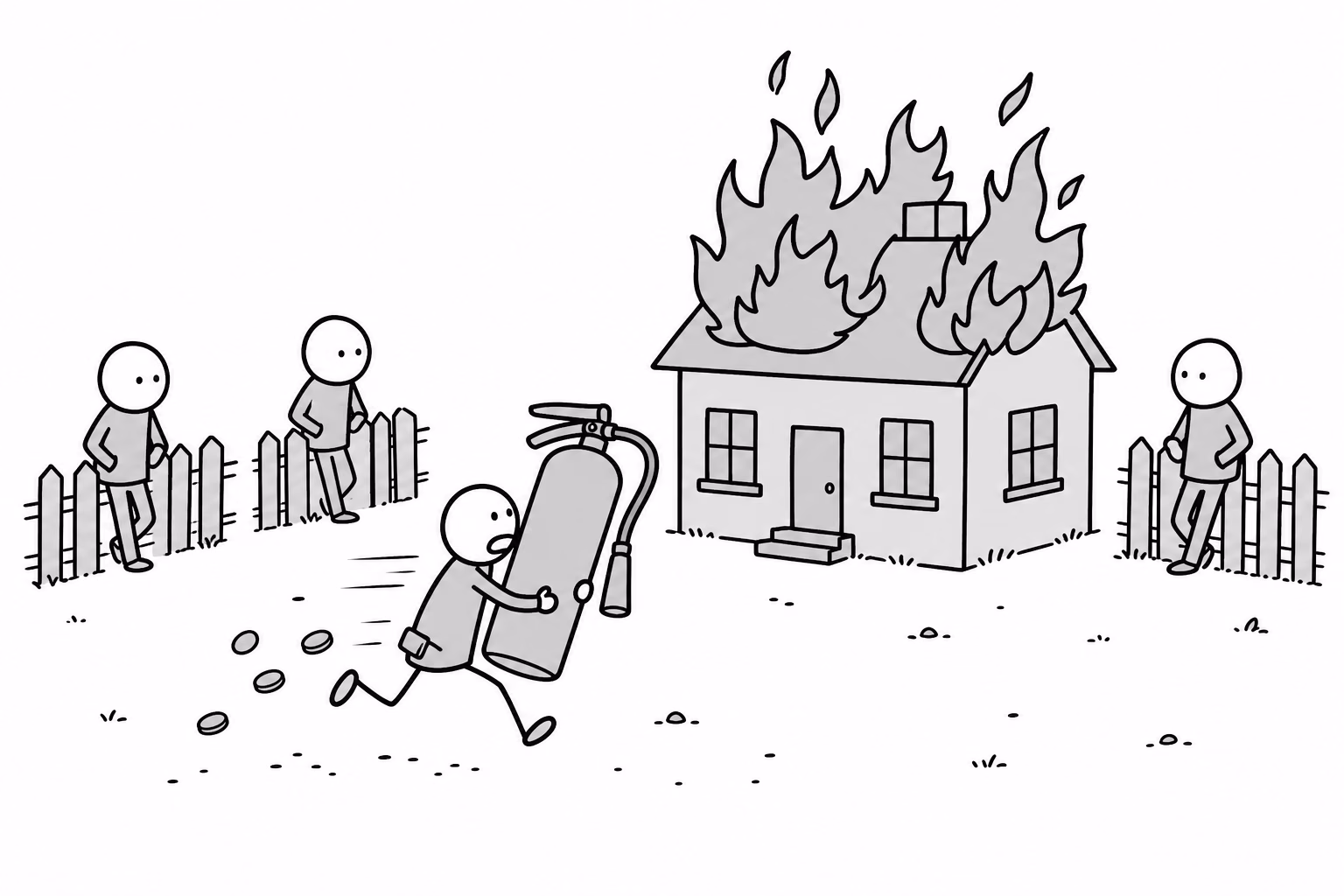 The extinguisher was purchased at full price, at a sprint, by the only person whose roof it is.