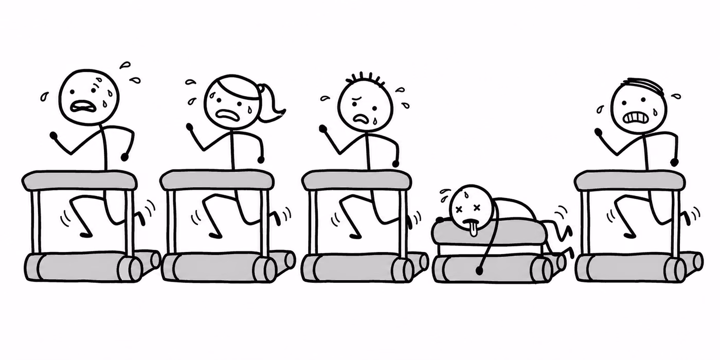 Everyone adopts, everyone spends, and nobody gains a step on anybody.