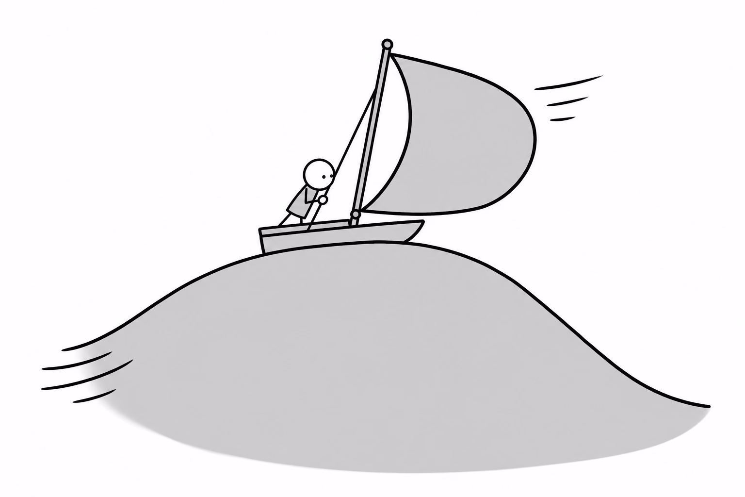 The sail is real and pulling hard. So is the tide, and the tide has been winning since the 1990s.